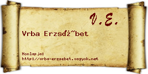 Vrba Erzsébet névjegykártya