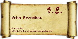 Vrba Erzsébet névjegykártya